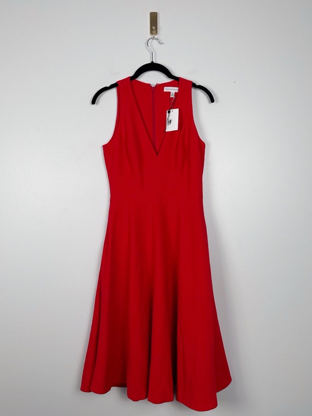 DRESS THE POPULATION Catalina Fit & Flare Cocktail Dress – Red Rouge - Picture 2 of 10